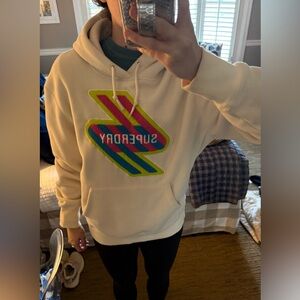 Superdry Cream Hoodie with Colorful Accents